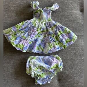 Hill House Floral Kids Dress Set - Blue and Green